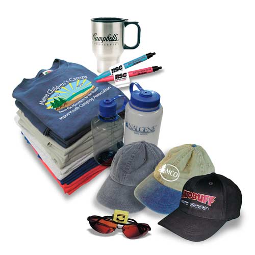 Variety of personalized promotional products.